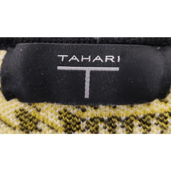Tahari Short Sleeve White Black Yellow Crew Neck Sweater Size Medium - Picture 4 of 5